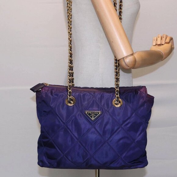 PRADA Chain Shoulder Bag Nylon Purple Auth - Picture 1 of 16
